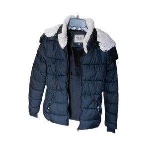 YMI Women's Black Puffer Jacket with White Details Size L/G